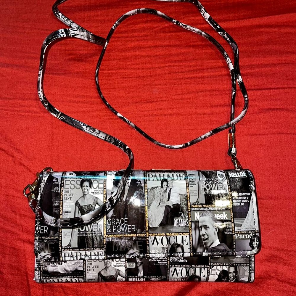 Stunning Michelle Obama Clutch Purse - Like New - Unique Statement Piece! B&W